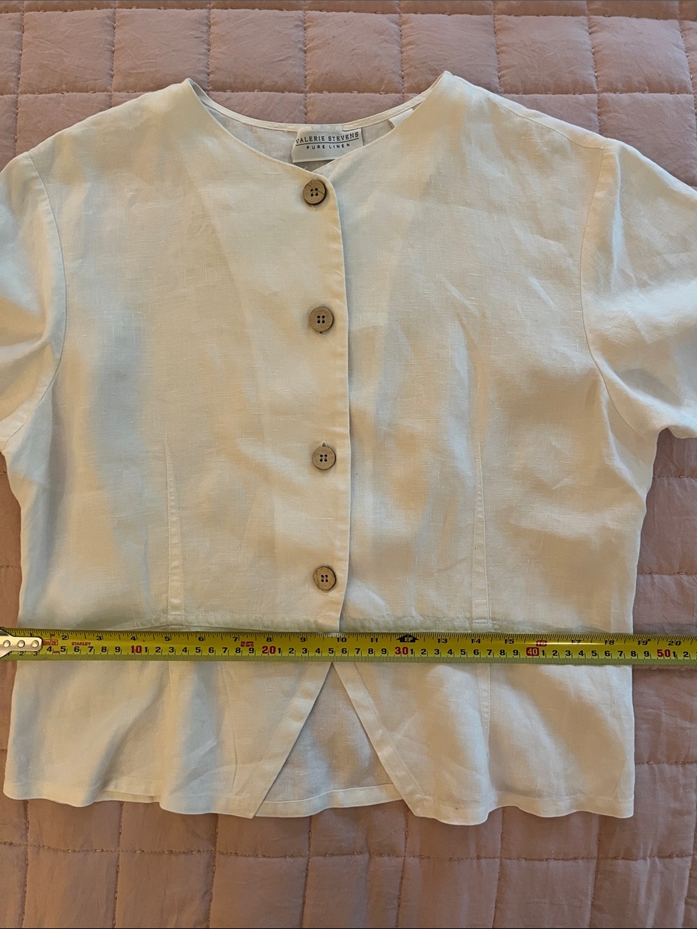 Vintage Valerie Stevens Sz 8 off-white linen top - Picture 10 of 10